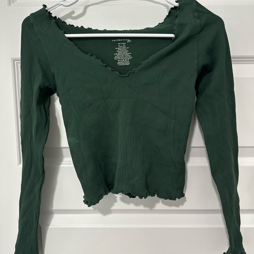 FREE PEOPLE Forest Green Long Sleeve Top